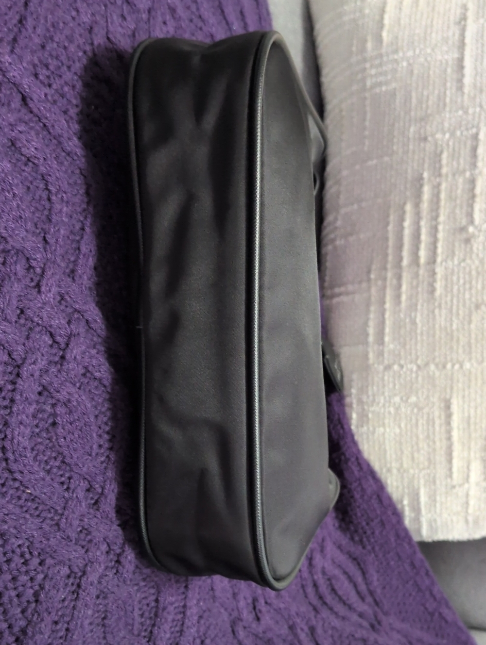 Designer Inspired Black Nylon Shoulder Bag with Silver Chain Strap - Picture 7 of 7